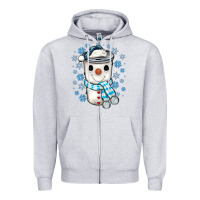 Heather Grey snowman coffee cup Zipper Hoodie - JahusDesignShop