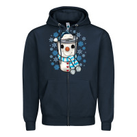 Navy snowman coffee cup Zipper Hoodie - JahusDesignShop