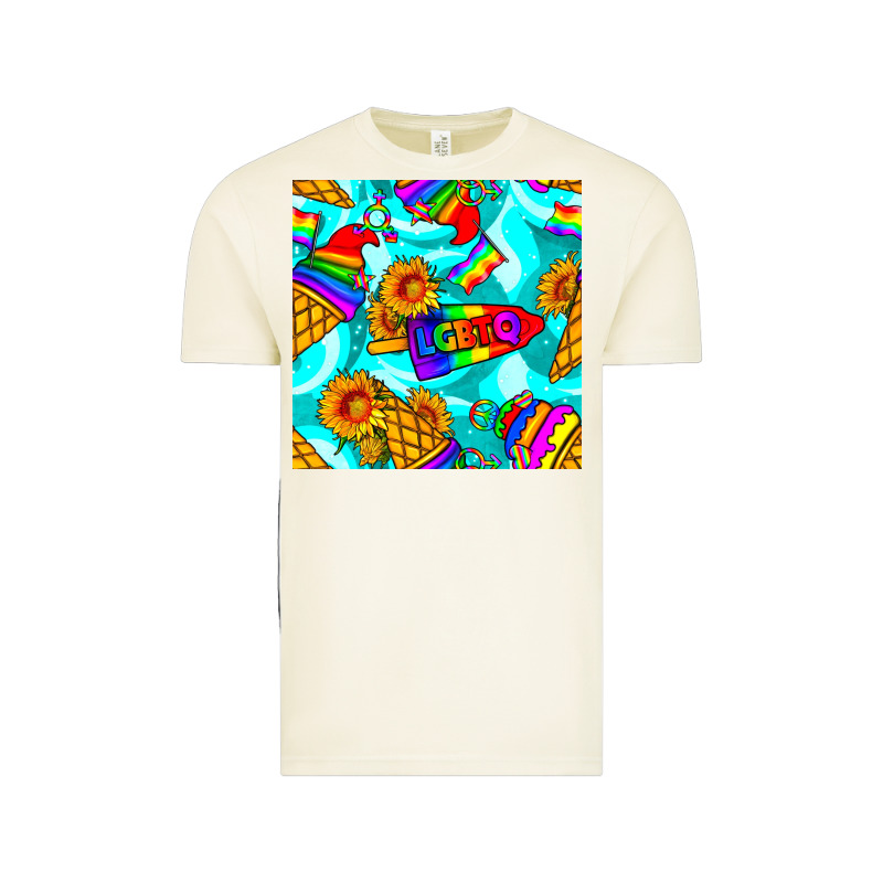 Pride Lgbtq Ice Cream And Sunflowers Seamless Vintage Tee by BundleAndBundleShop | Teevron