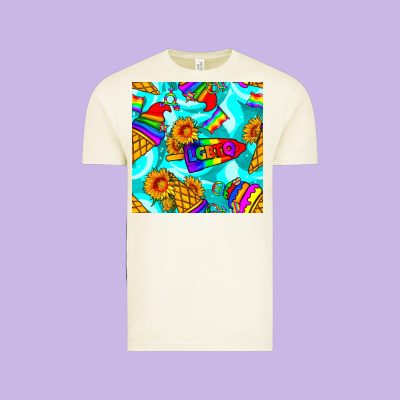 Pride Lgbtq Ice Cream And Sunflowers Seamless Vintage Tee Designed By Bundleandbundleshop