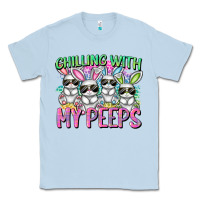 Dusty Blue Chilling with my peeps Easter bunnies Classic Tee - CowGirlArtShop