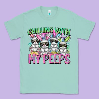 Chilling With My Peeps Easter Bunnies Classic Tee Designed By Cowgirlartshop