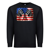 Black American Racing Flag Premium Sweatshirt - JahusDesignShop
