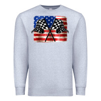 Heather Grey American Racing Flag Premium Sweatshirt - JahusDesignShop
