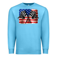 Ocean Blue American Racing Flag Premium Sweatshirt - JahusDesignShop