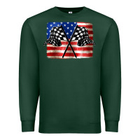 Sports Green American Racing Flag Premium Sweatshirt - JahusDesignShop