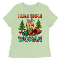 Matcha I Am A Simple Woman Camping Frappe Ladies Tee - FaDigitalArtStudio