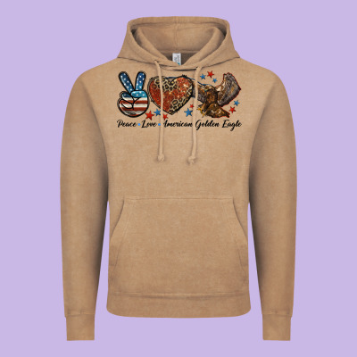Western Peace Love American Golden Eagle Vintage Hoodie Designed By Lillyallendesigns