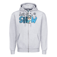 Heather Grey let it snow snowman coffee Zipper Hoodie - JahusDesignShop
