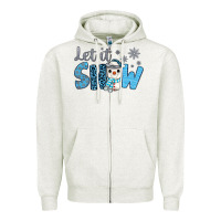 Oatmeal Heather let it snow snowman coffee Zipper Hoodie - JahusDesignShop