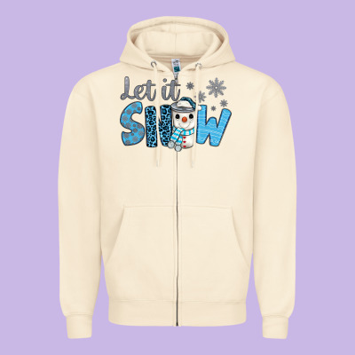 Let It Snow Snowman Coffee Zipper Hoodie Designed By Jahusdesignshop
