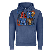 Vintage Denim Army Veteran leopard frame 4th of July Vintage Hoodie - LillyAllenDesigns