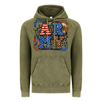 Vintage Olive Army Veteran leopard frame 4th of July Vintage Hoodie - LillyAllenDesigns