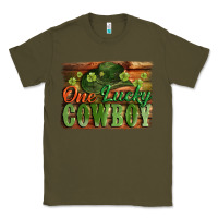 Army Green One lucky Cowboy St. Patrick's Day Classic Tee - CowGirlArtShop
