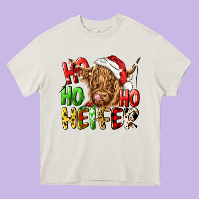 Ho Ho Ho Heifer Heavy Core Tee Designed By Cowgirlartshop