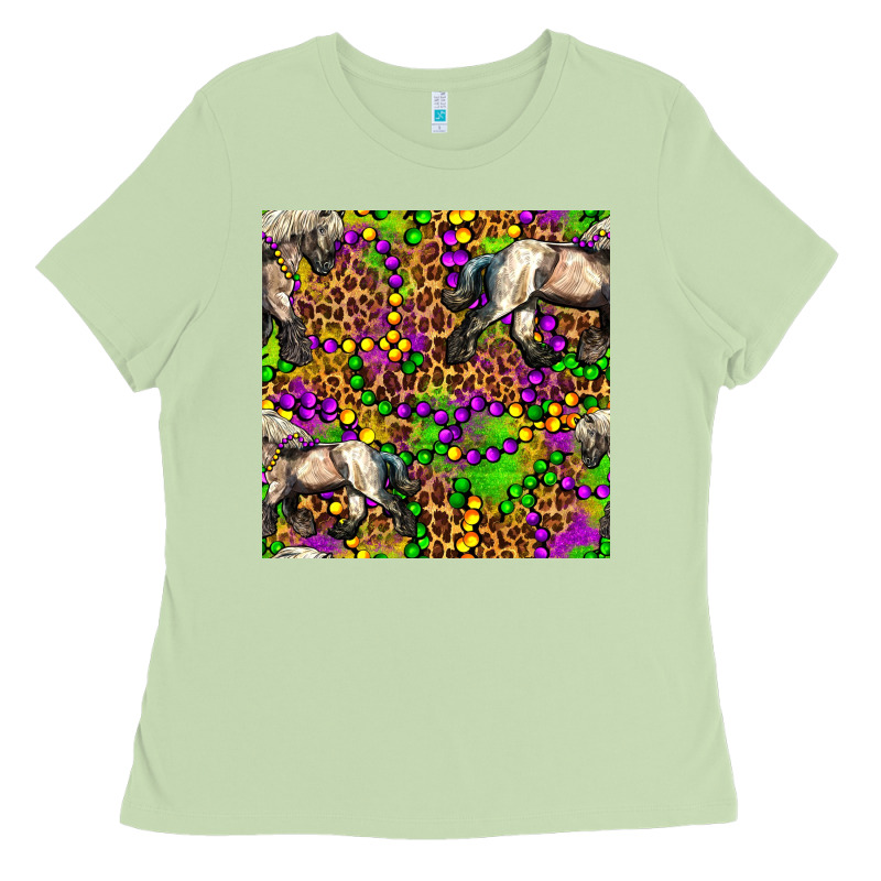 Mardi Gras Leopard Horse Seamless Pattern Ladies Tee by FaDigitalArtStudio | Teevron