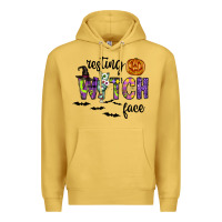 Antique Gold Resting Witch Face Premium Hoodie - CowhideDigitalArt