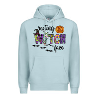 Blue Mist Resting Witch Face Premium Hoodie - CowhideDigitalArt