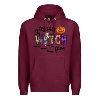 Burgundy Resting Witch Face Premium Hoodie - CowhideDigitalArt