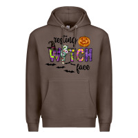 Coffee Resting Witch Face Premium Hoodie - CowhideDigitalArt