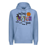 Colony Blue Resting Witch Face Premium Hoodie - CowhideDigitalArt