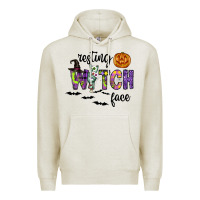 Oatmeal Heather Resting Witch Face Premium Hoodie - CowhideDigitalArt