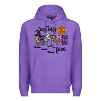 Purple Resting Witch Face Premium Hoodie - CowhideDigitalArt