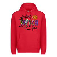 Red Resting Witch Face Premium Hoodie - CowhideDigitalArt