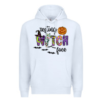 White Resting Witch Face Premium Hoodie - CowhideDigitalArt