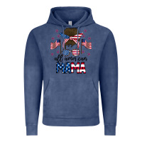 Vintage Denim All American Mama Messy Buny Vintage Hoodie - CowhideDigitalArt