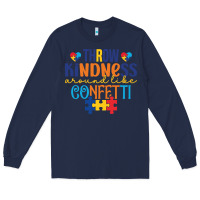 Navy Throw kindness around like confetti Long Sleeve Tee - CowhideDigitalArt