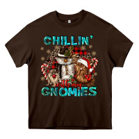 Chocolate Brown chillin with my gnomies Heavy Core Tee - CowGirlArtShop