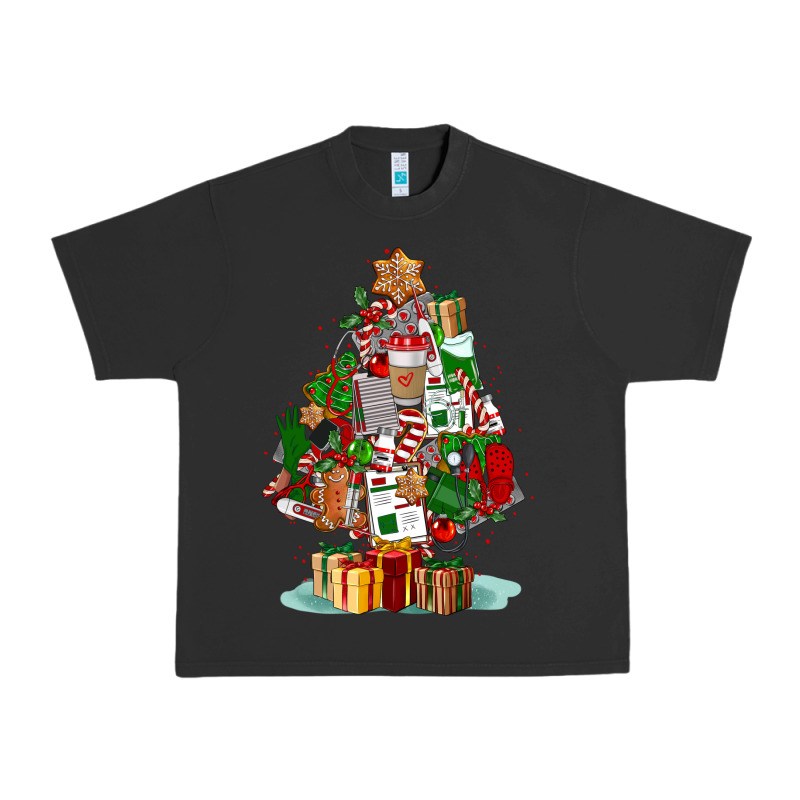 Nurse Christmas Tree Urban Heavy Tee by FaDigitalArtStudio | Teevron