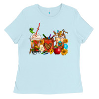 Baby Blue Teacher Coffee Cups Ladies Tee - FaDigitalArtStudio