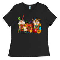 Black Teacher Coffee Cups Ladies Tee - FaDigitalArtStudio