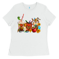 White Teacher Coffee Cups Ladies Tee - FaDigitalArtStudio