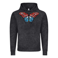 Vintage Black Patriotic American Flag Butterfly 4th of July Vintage Hoodie - LillyAllenDesigns