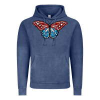 Vintage Denim Patriotic American Flag Butterfly 4th of July Vintage Hoodie - LillyAllenDesigns