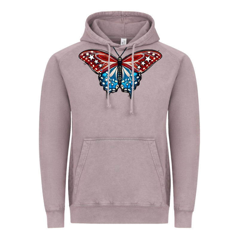 Patriotic American Flag Butterfly 4th Of July Vintage Hoodie by LillyAllenDesigns | Teevron