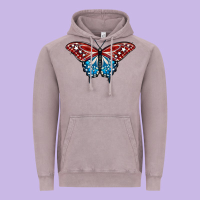 Patriotic American Flag Butterfly 4th Of July Vintage Hoodie Designed By Lillyallendesigns