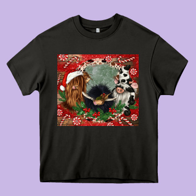 Christmas Heifer Cow  Gnomies Heavy Core Tee Designed By Cowgirlartshop