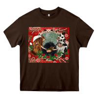 Chocolate Brown christmas heifer cow  gnomies Heavy Core Tee - CowGirlArtShop