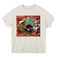 Cream christmas heifer cow  gnomies Heavy Core Tee - CowGirlArtShop