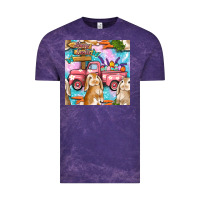 Cloud Purple Easter Bunny With Truck Seamless Pattern Vintage Tee - BundleAndBundleShop