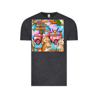 Vintage Black Easter Bunny With Truck Seamless Pattern Vintage Tee - BundleAndBundleShop