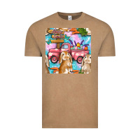 Vintage Coffee Easter Bunny With Truck Seamless Pattern Vintage Tee - BundleAndBundleShop