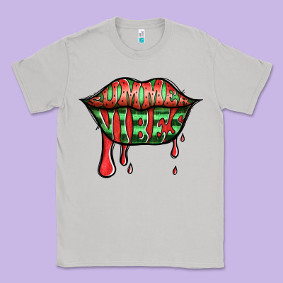 Summer Vibes Watermelon Lips Classic Tee Designed By Jasminsmagicworld