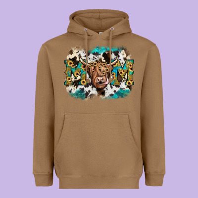 Highland Cow Mom Heavyweight Hoodie Designed By Jahusdesignshop