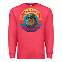 Cardinal Retro Sunset Just A Girl Who Loves Bigfoot Premium Sweatshirt - artisFamous