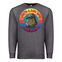 Charcoal Heather Retro Sunset Just A Girl Who Loves Bigfoot Premium Sweatshirt - artisFamous